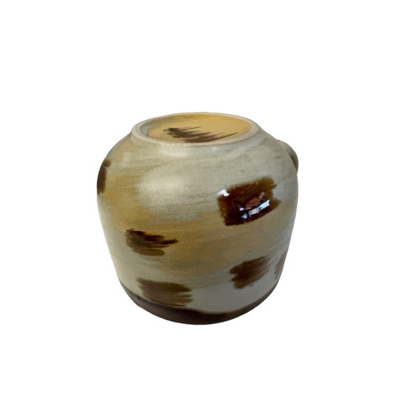 Brown Multi Stoneware Mug Cup Earthenware Pottery Art Soup Bowl 10oz 3 1/3" 4 1/ - Picture 5 of 9